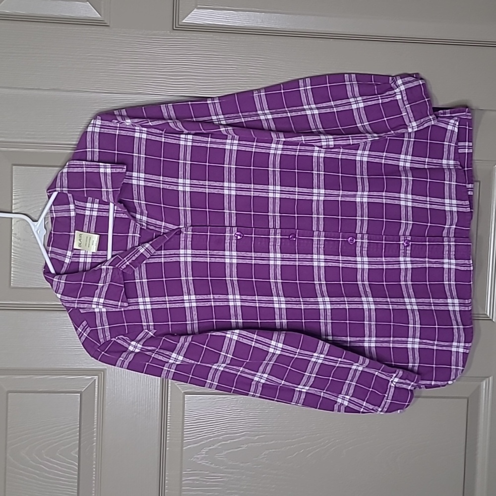 Blair purple plaid flannel cotton size medium